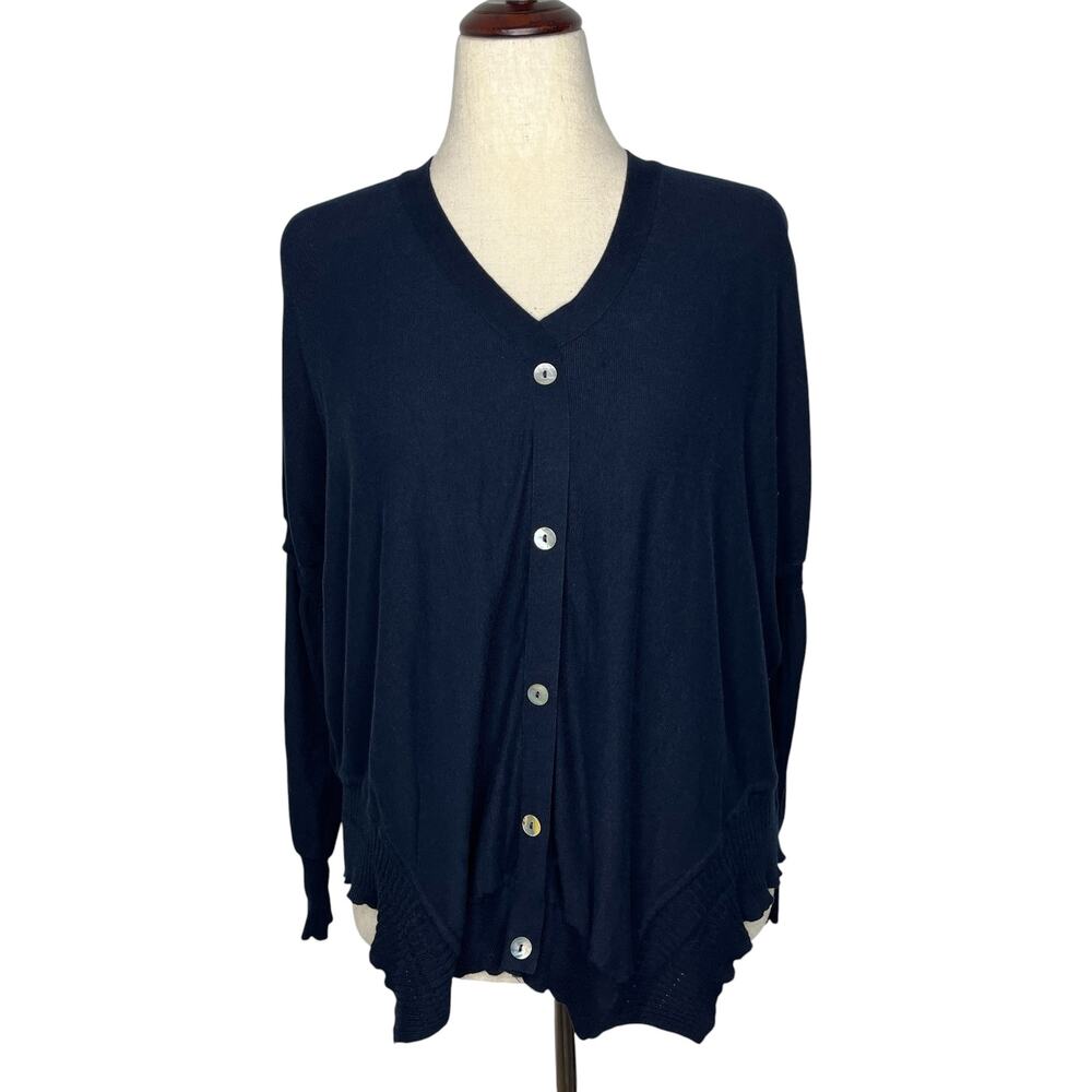 Planet Womens Sweater OS Blue Pima Cotton Drop Shoulders Lagenlook